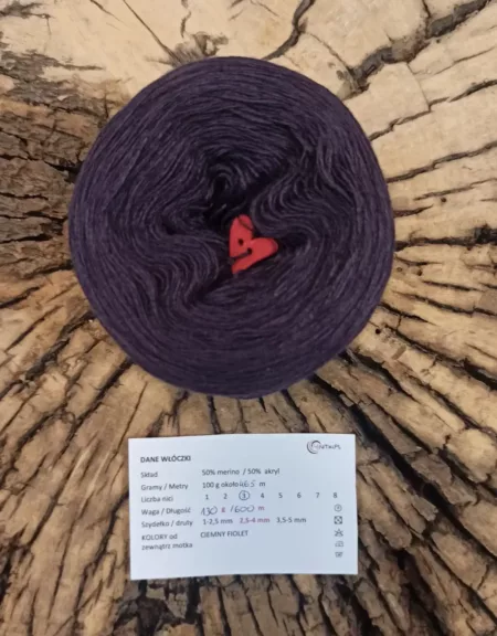 OD RĘKI CIEMNY FIOLET merino 50%/ akryl 50%