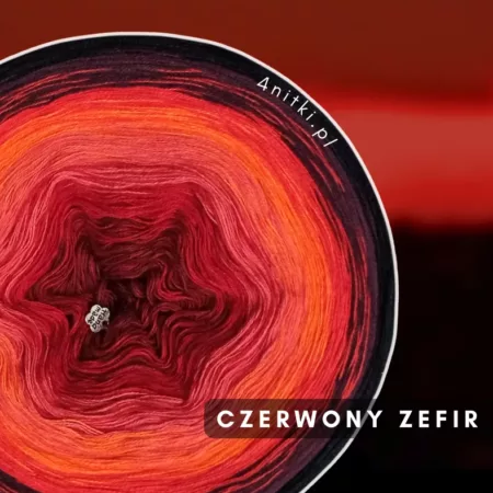 Motek ombre CZERWONY ZEFIR- bawełna/akryl