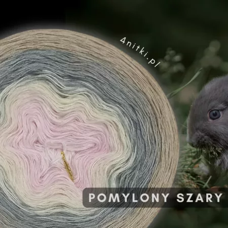 Motek ombre POMYLONY SZARY- bawełna/akryl