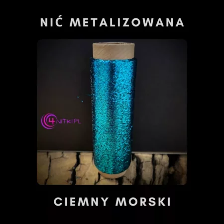 Nić metalizowana CIEMNY MORSKI na szpuli 1000m