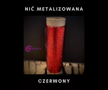 Nić metalizowana CZERWONY na szpuli 1000m