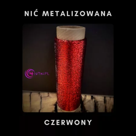 Nić metalizowana CZERWONY na szpuli 1000m