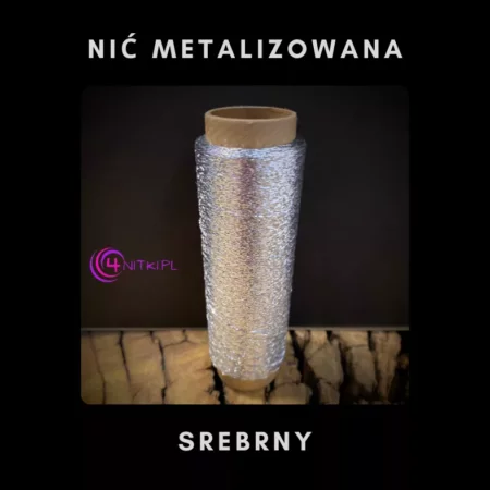 Nić metalizowana SREBRNY na szpuli 1000m