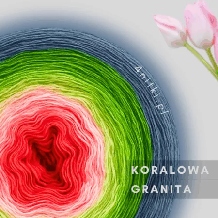 Motek ombre KORALOWA GRANITA - bawełna/akryl