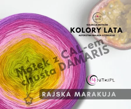Motek ombre RAJSKA MARAKUJA - bawełna/akryl 1500m-2000m z dostępem do CALu DAMARIS od MalAga Szydełkuje