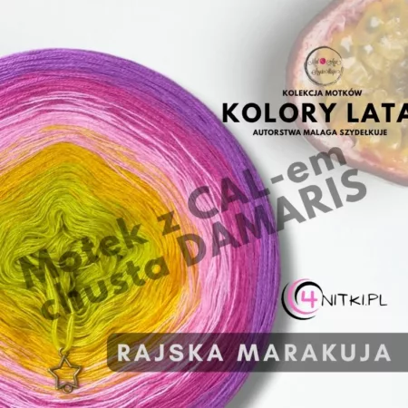 Motek ombre RAJSKA MARAKUJA - bawełna/akryl 1500m-2000m z dostępem do CALu DAMARIS od MalAga Szydełkuje