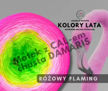 Motek ombre RÓŻOWY FLAMING - bawełna/akryl 1500m-2000m z dostępem do CALu DAMARIS od MalAga Szydełkuje