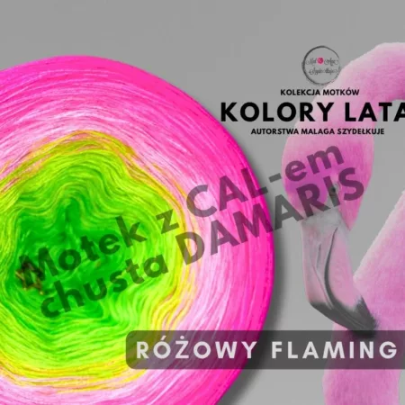Motek ombre RÓŻOWY FLAMING - bawełna/akryl 1500m-2000m z dostępem do CALu DAMARIS od MalAga Szydełkuje