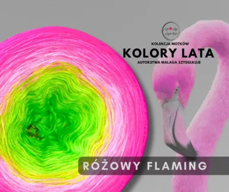 Motek ombre RÓŻOWY FLAMING - bawełna/akryl
