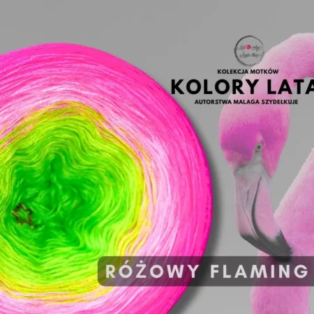 Motek ombre RÓŻOWY FLAMING - bawełna/akryl