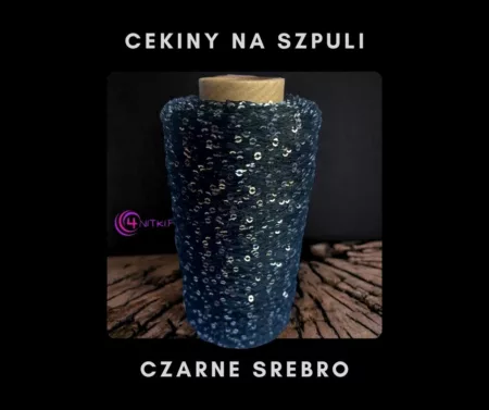CEKINY na szpuli CZARNE SREBRO na szpuli 500m