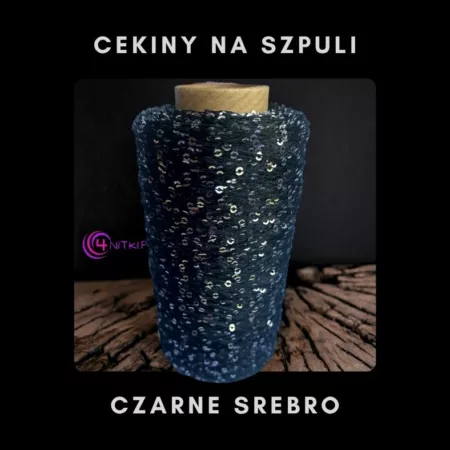 CEKINY na szpuli CZARNE SREBRO na szpuli 500m
