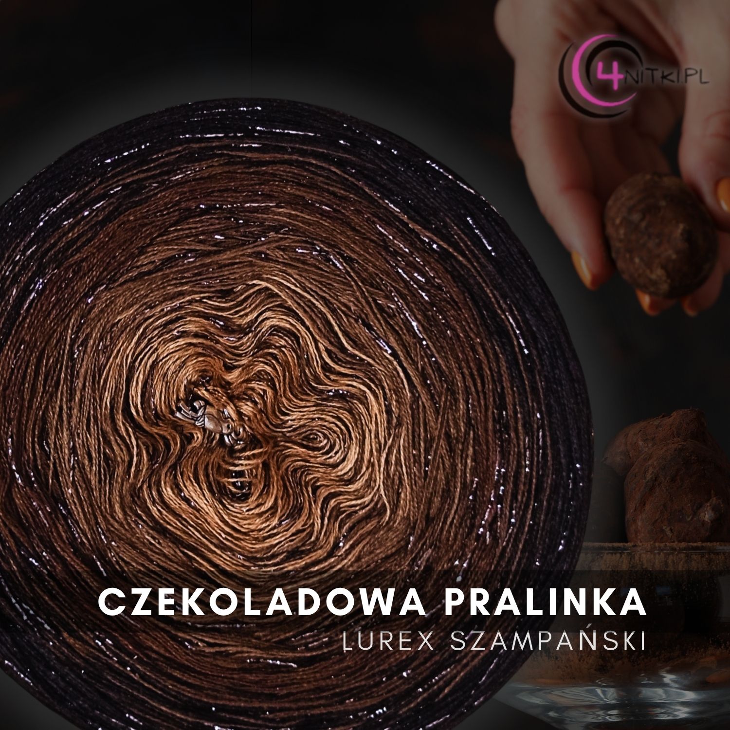 Motek ombre CZEKOLADOWA PRALINKA - bawełna/akryl