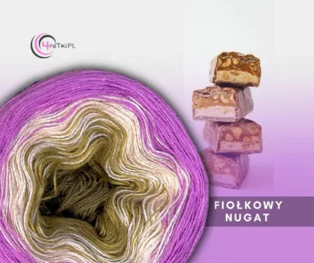 Motek ombre FIOŁKOWY NUGAT - bawełna/akryl