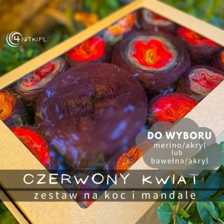 CZERWONY KWIAT zestaw na koc i mandale w pudełku