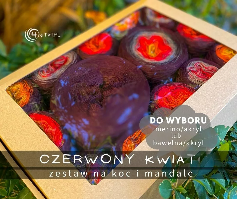 CZERWONY KWIAT zestaw na koc i mandale w pudełku