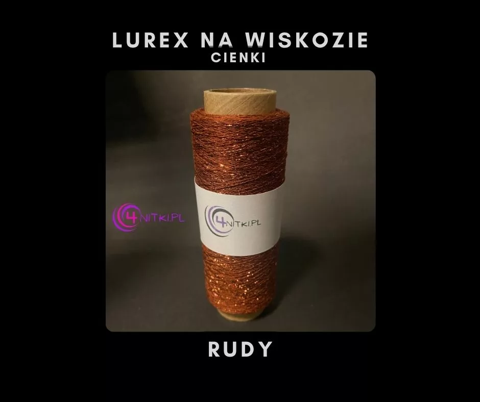 CIENKI Lurex na wiskozie RUDY na szpuli 1000m
