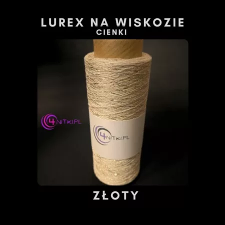 CIENKI Lurex na wiskozie ZŁOTY na szpuli 1000m