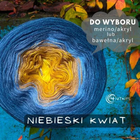 NIEBIESKI KWIAT motek ombre bawełna/akryl LUB merino/akryl