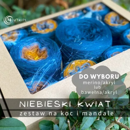 NIEBIESKI KWIAT zestaw na koc i mandale w pudełku