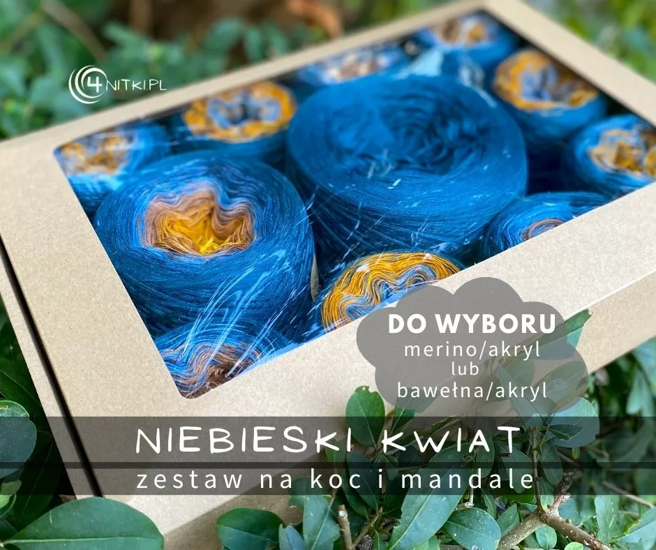 NIEBIESKI KWIAT zestaw na koc i mandale w pudełku