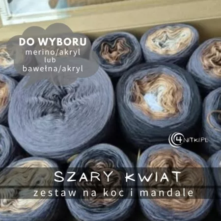 SZARY KWIAT zestaw na koc i mandale w pudełku