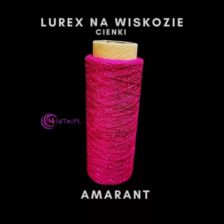 CIENKI Lurex na wiskozie AMARANT na szpuli 1000m