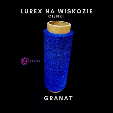 CIENKI Lurex na wiskozie GRANAT na szpuli 1000m