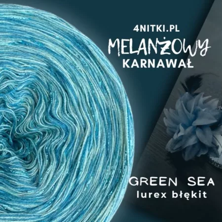 Motek melanż GREEN SEA - bawełna/akryl