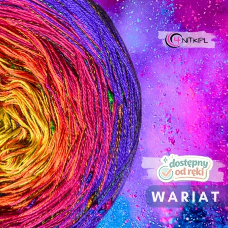 WARIAT od ręki gotowy motek bawełna/akryl + nopki materiałowe