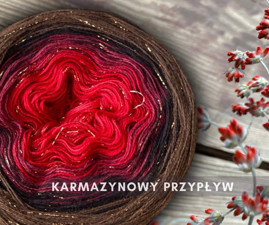 Motek ombre KARMAZYNOWY PRZYPŁYW - bawełna/akryl