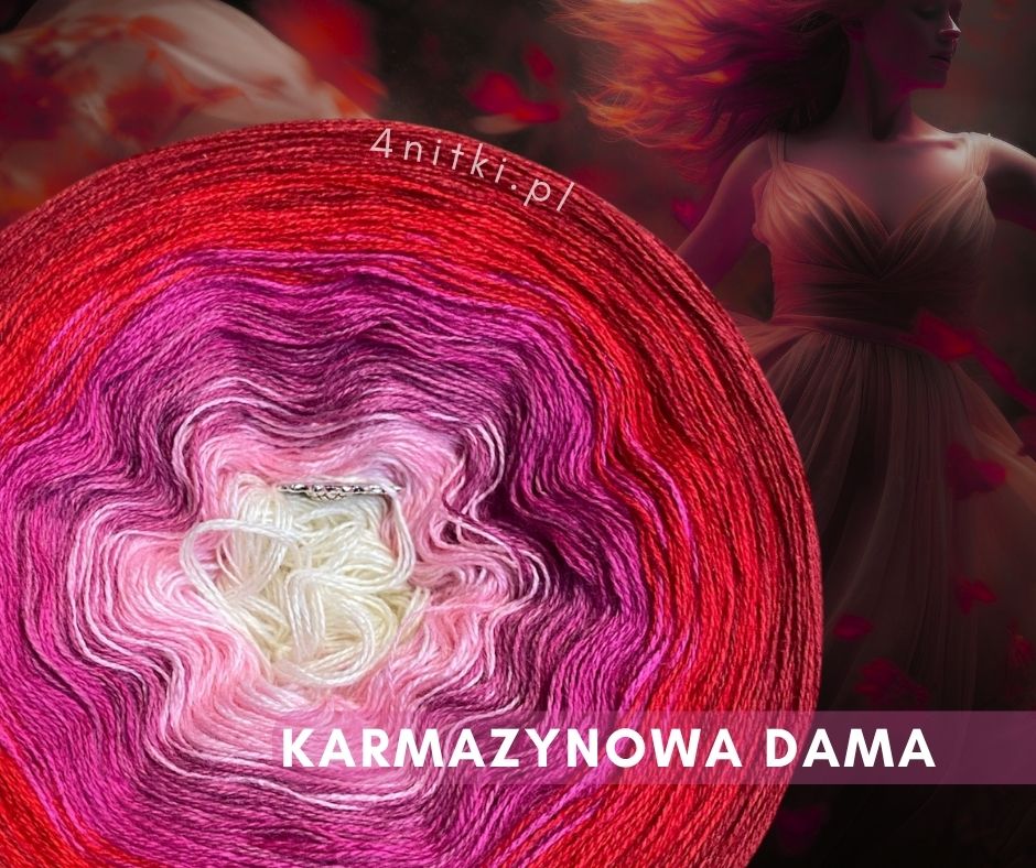 Motek ombre KARMAZYNOWA DAMA - bawełna/akryl